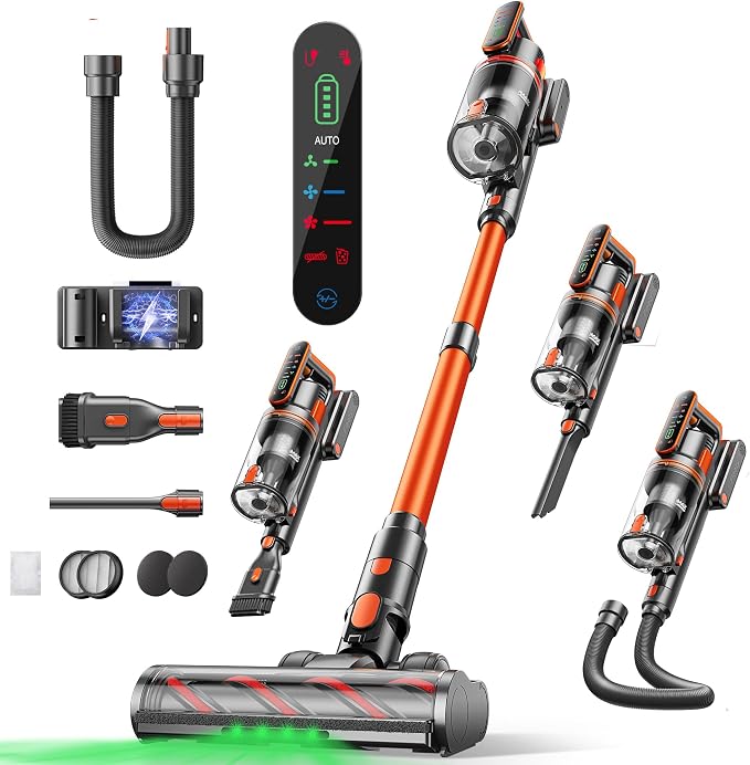 Fieety Cordless Vacuum Cleaner, 650W/55KPa/70Min Runtime Stick Vacuum by Fieety