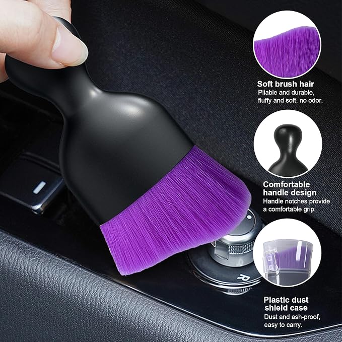 Ziciner 2 PCS Car Detailing Brush, Curved Soft Bristles Auto Removal Dust - Image 3