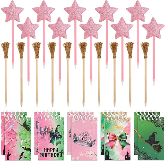 40 Pcs Princess and Witch Party Favors Include 10 Witch Broom Pencils 10 Pink - Image 9