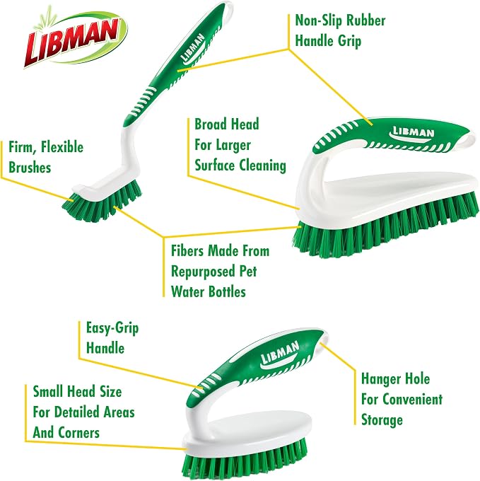 Libman Scrub Brush Kit | Cleaning Brush | Tile & Grout Brush | Small Scrub - Image 4