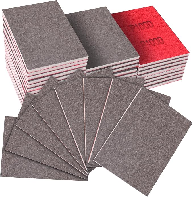 32-Pack 3x4 Inch 1000 Grit Hook & Loop Sanding Sponges by KQCXIKUSA