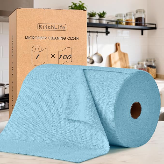 KitchLife Microfiber Cleaning Cloth Roll, 100 Pack by OverDoorHooksKitchenSupplies