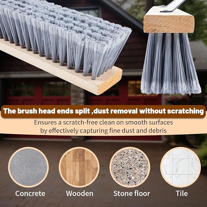 Maxdot 2 Pcs 24” Fine-Sweep Push Broom Head, Threaded Wood Block - Image 4