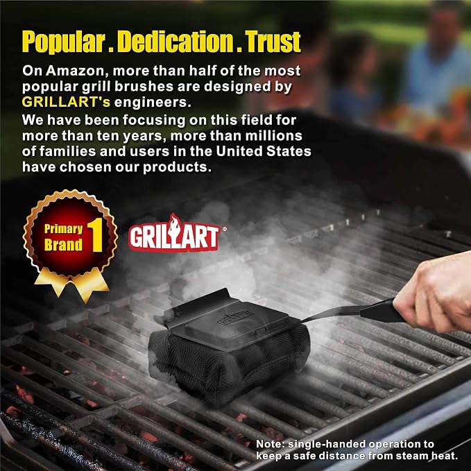 GRILLART Grill Brush Bristle Free, Replaceable BBQ Cleaning Pad, Safe - Image 6