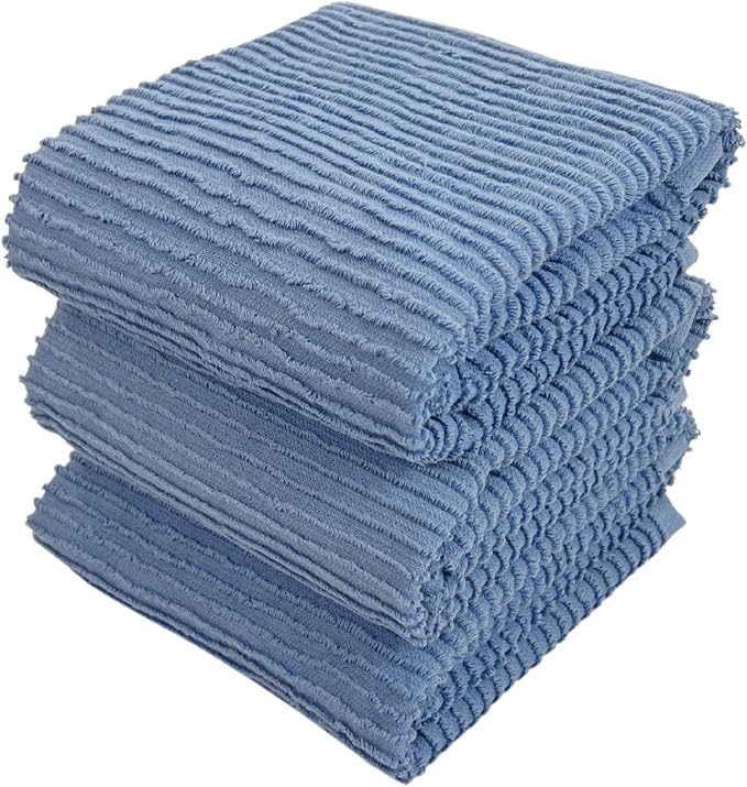 Chambray Light Blue Kitchen Hand Dish Towels: Oversized 28" x 18", 100% Cotton by SerafinaHome