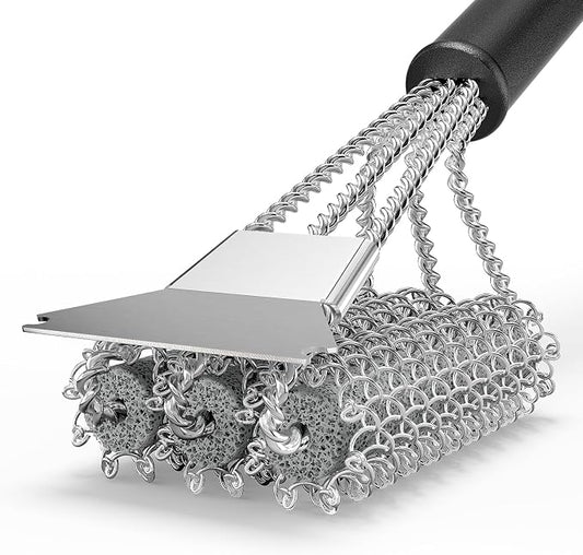 HOUSE AGAIN Grill Brush and Scraper Bristle Free, 304 Stainless Steel Brush by HOUSEAGAIN