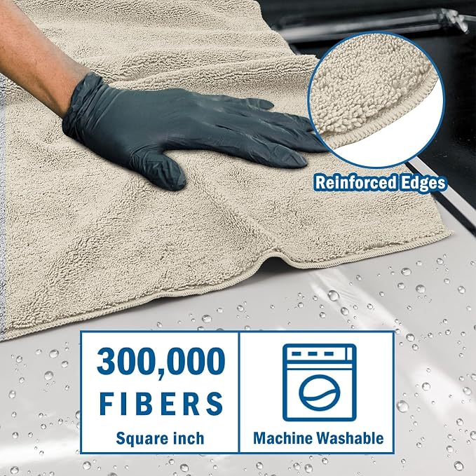 HOMEXCEL Professional Large Microfiber Car Drying Towels 2 Pack, Lint Free - Image 2