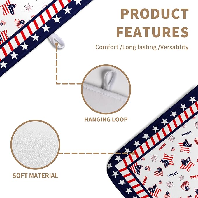 4th of July Dish Drying Mats for Kitchen Counter Patriotic Independence Day - Image 2