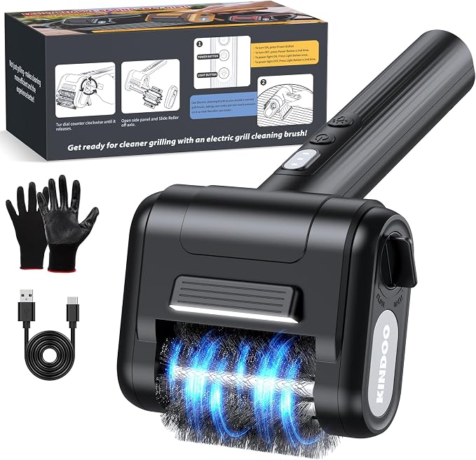 Electric Rechargeable Grill Brush, Grill Cleaner by KINDOO