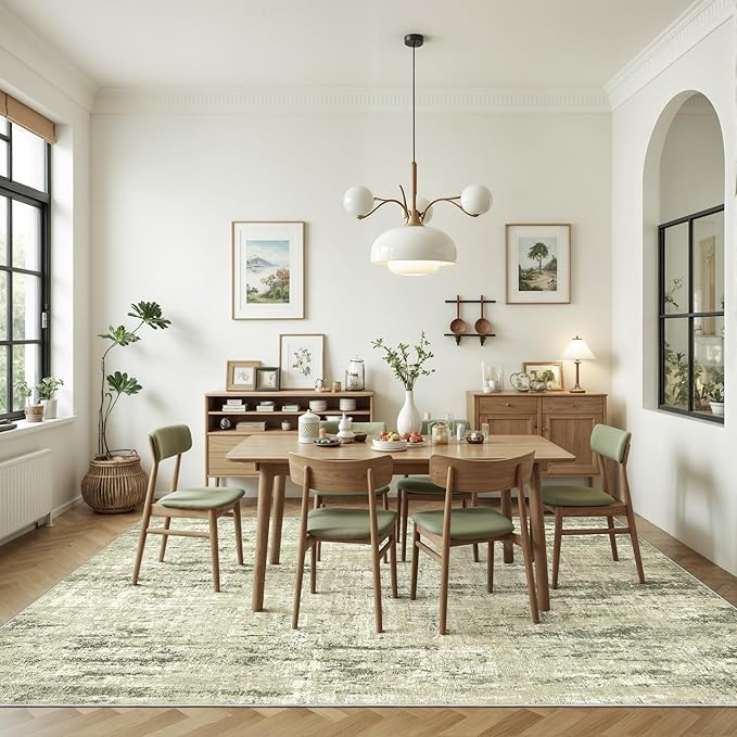 Valenrug Washable Rug 3x5 - Stain Resistant 3x5 Area Rugs for Living Room, Non Slip Backing Printed Rugs for Bedroom, Folable Area Rug(3'x5', Green)