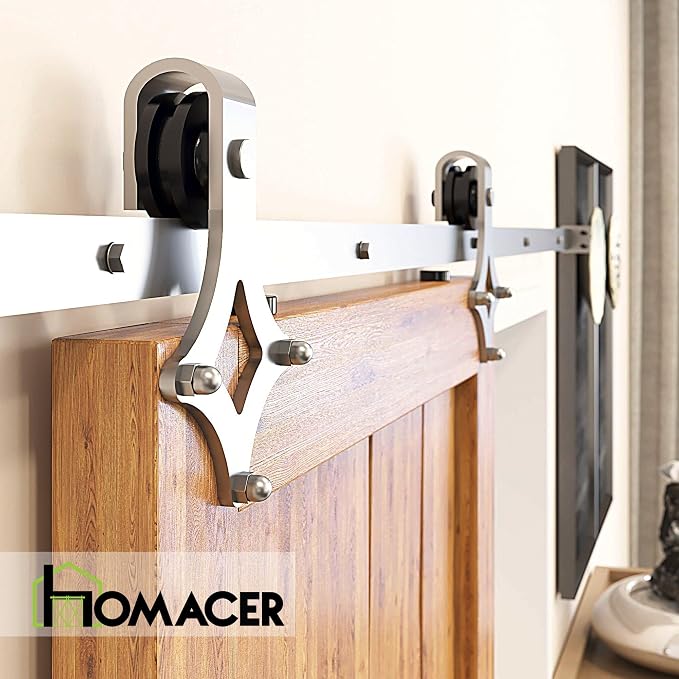 Homacer Brushed Nickel Non-Bypass Sliding Barn Door Hardware Kit, - Image 6