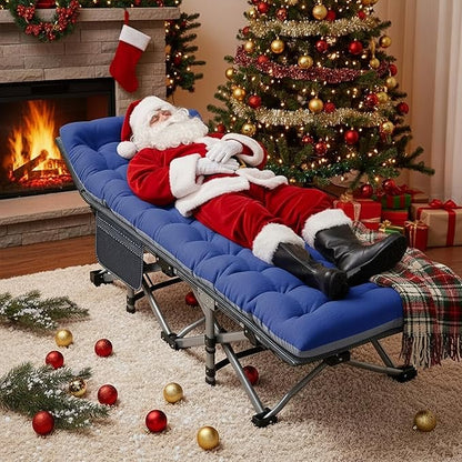 ABORON Camping Cot for Adult 28" Extra Wide, Heavy-Duty 1200D Oxford Cot for Sleeping, Portable Folding Camp Bed with Mat & Carry Bag