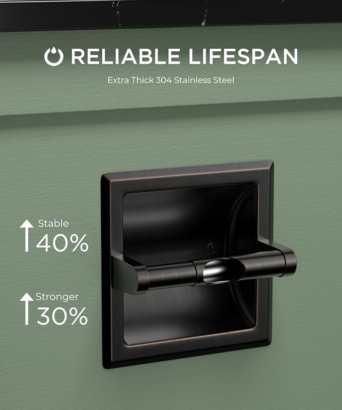 FORIOUS Recessed Toilet Paper Holder, Stainless Steel Durable Tissue Roll - Image 4