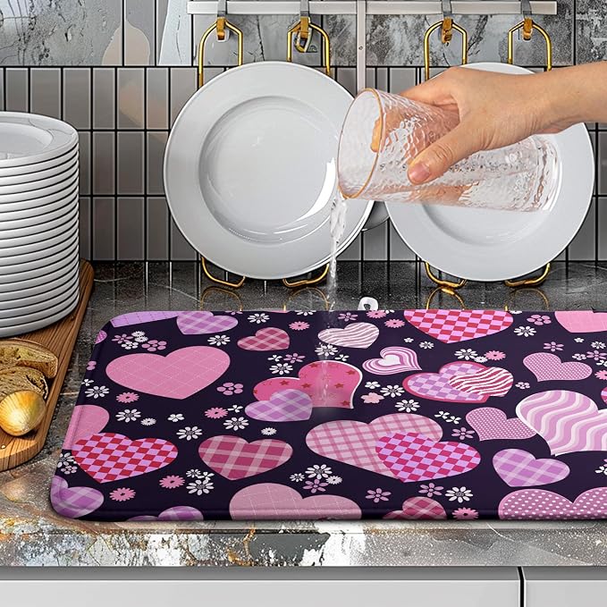 Valentine Pink Love Heart Dish Drying Mat - Image 5
