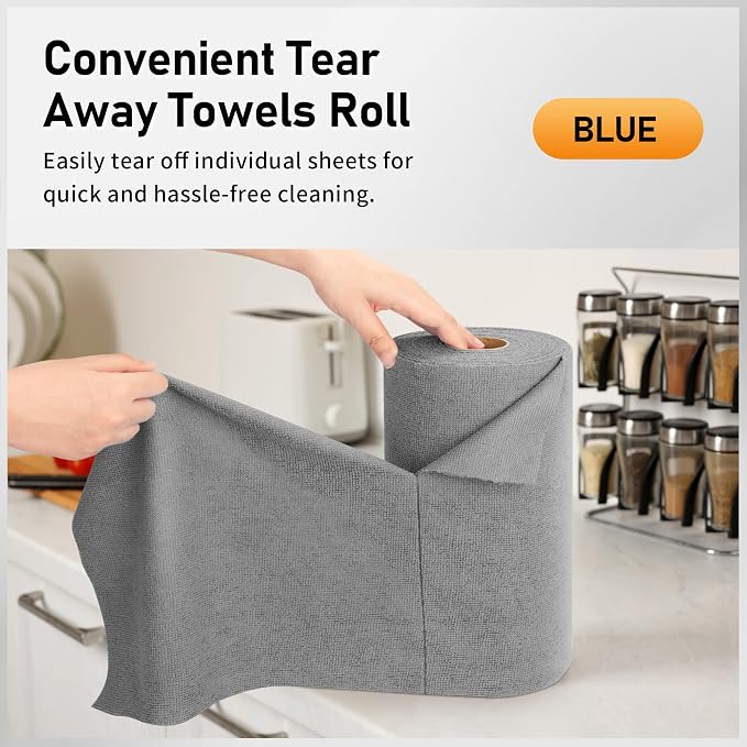 HOMERHYME Microfiber Cleaning Cloth Roll, 75 Pack Tear Away Microfiber Towels - Image 3