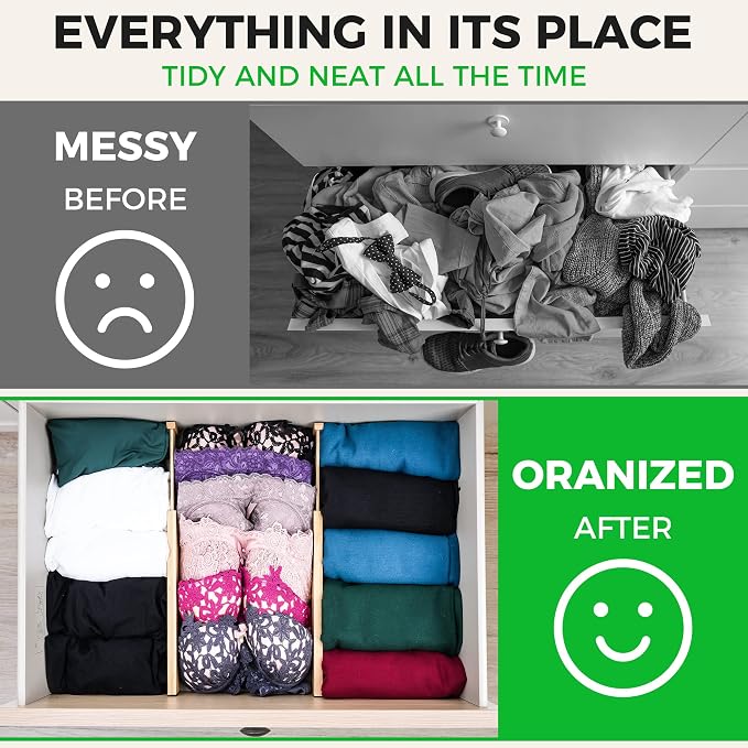 Bamboo Drawer Dividers Organizer - Image 5