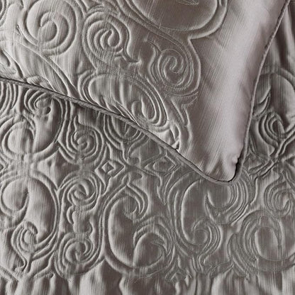 The HomeCentric Decorative Silver Twin 53 x 18 inch Bed Runner Without Pillow Cover, Satin Quilted Bed Scarf, Abstract Modern - Silver Soft