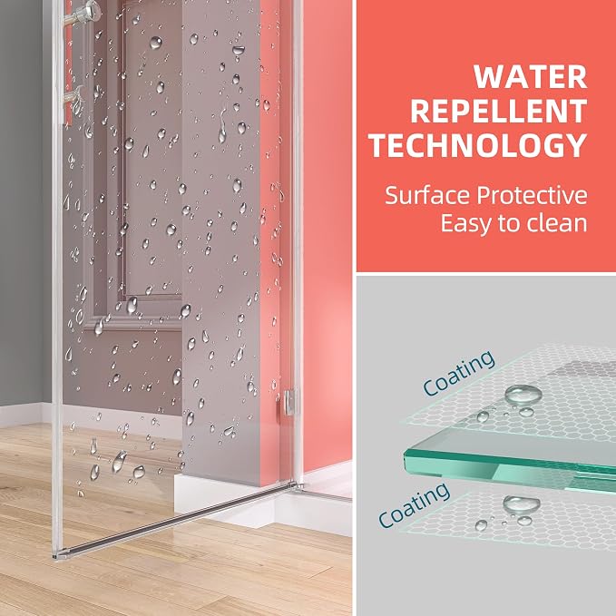 GETPRO Frameless Pivot Shower Door 32 in. W x 72 in. H Swing Single Small - Image 7