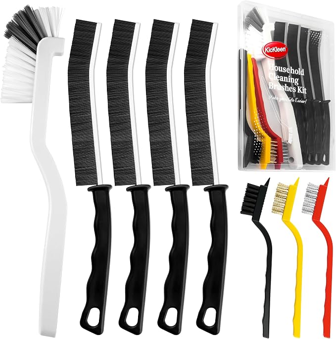 8 Pcs Crevice Cleaning Brush Set, Tight Spaces by KICKLEEN