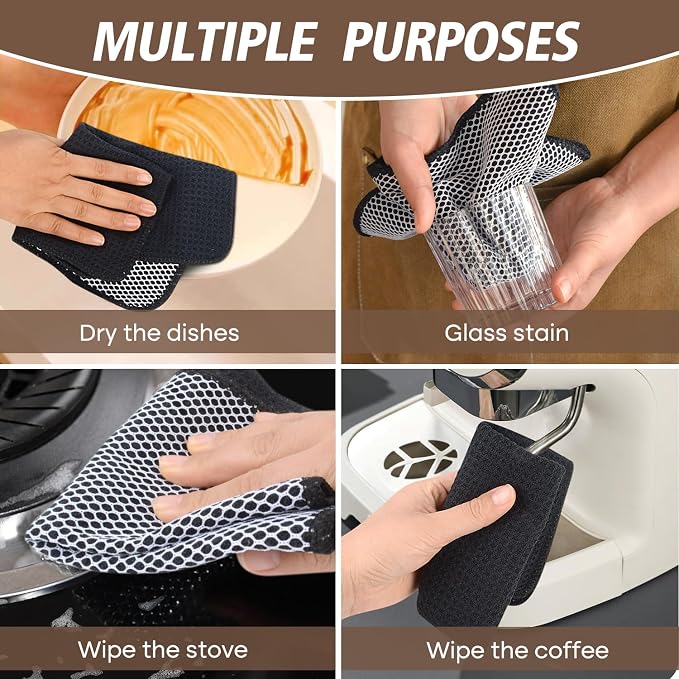 KinHwa Kitchen Washcloths for Dishes Absorbent Microfiber Dish Cloths Quick Dry - Image 2