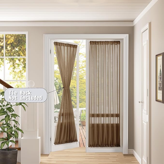 Tollpiz Sheer Door Curtain Closet Linen Textured Curtains Sheer Doorway Light - Image 2