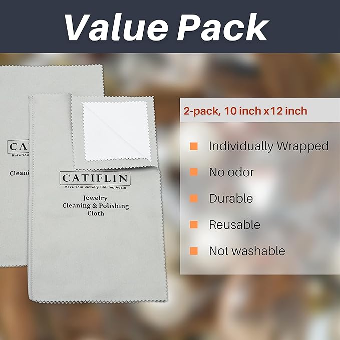 CATIFLIN 2pcs Multi-Layer Jewelry Cleaning Cloth, Large Silver Polishing Cloth - Image 7