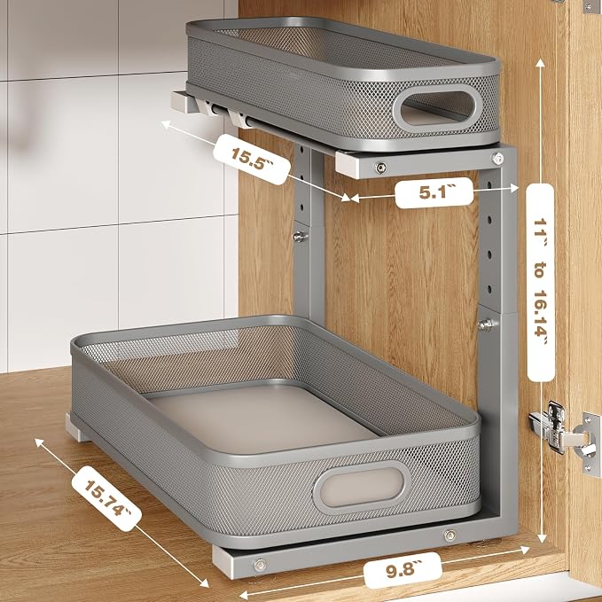2 Pack 15.7IN-Depth Under Sink Organizer - Image 2