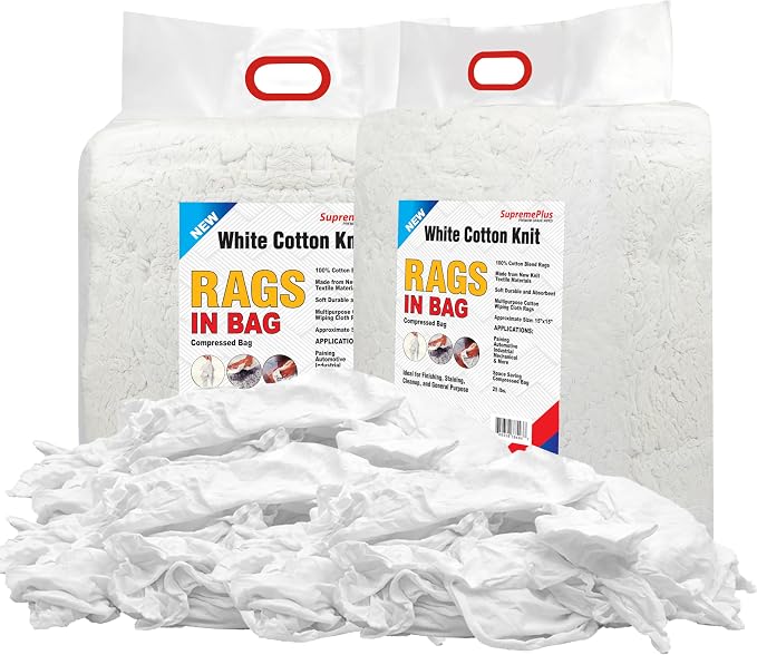 Premium White T-Shirt Cleaning Rags – White Cotton Rag by SupremePlus