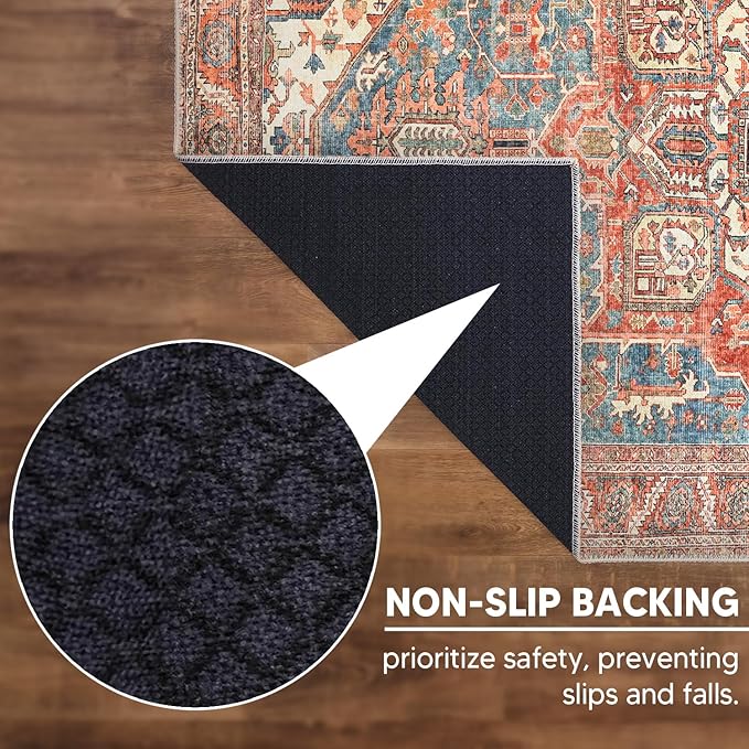 Keen Home Design 3x5 Rug - Machine Washable Entry Rug with Non-Slip Backing, Ideal for Enteryway, Kitchen, Bathroom, Laundry Room - Vintage, Easy Clean, Durable, Low Pile Rug - (3' x 5')