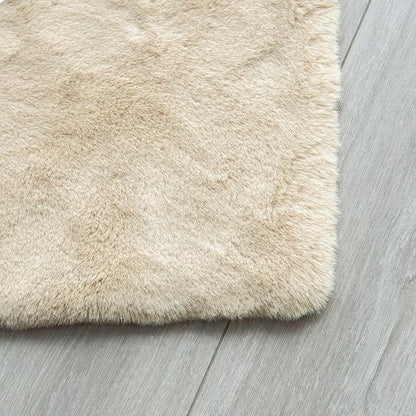 Washable Shag Round Rugs 6ft Camel Plush Faux Rabbit Furry Fur Rugs for Bedroom Large Circle Fluffy Nursery Rug