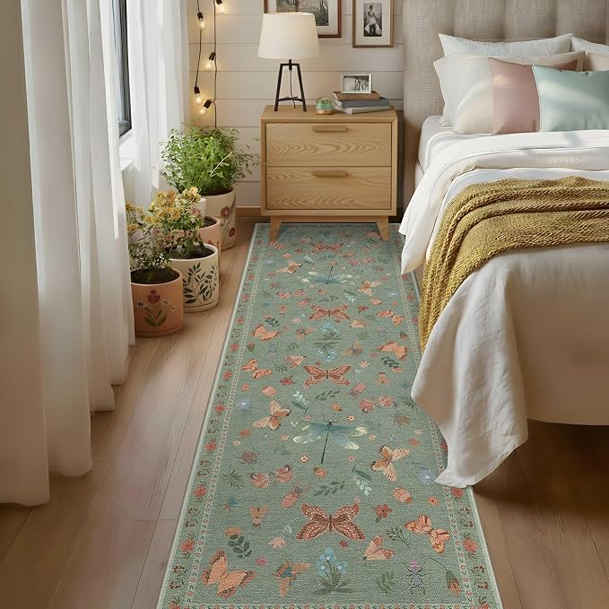 2x6 Floral Runner Rug, Washable Runners - Image 3