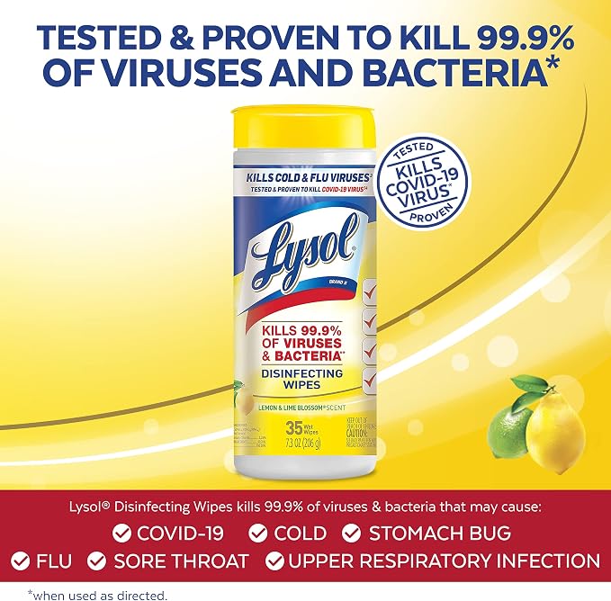 Lysol Disinfectant Wipes, For Disinfecting, Deodorizing, and Cleaning, Lemon & - Image 3