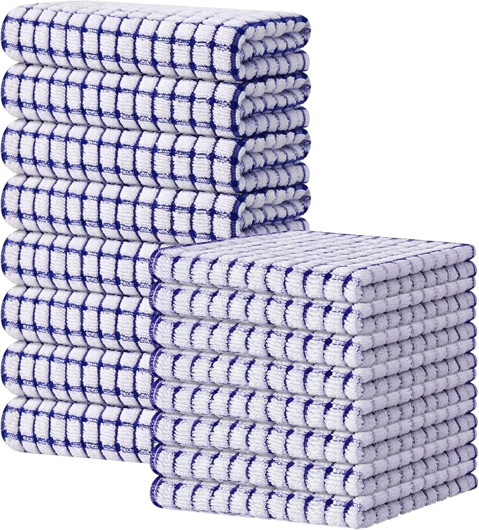 Kitinjoy Cotton 16 Pack Kitchen Towels and Dishcloths Sets, 16 x 25 Inch & 12 X by Kitinjoy