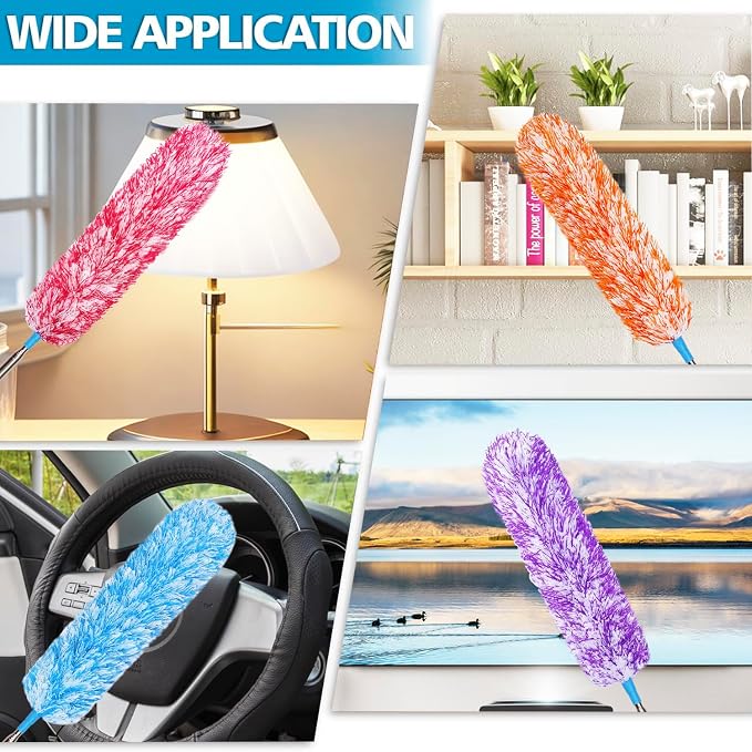 4 Pack Microfiber Feather Dusters, Cobweb Cleaner, Electrostatic Bendable Head - Image 5