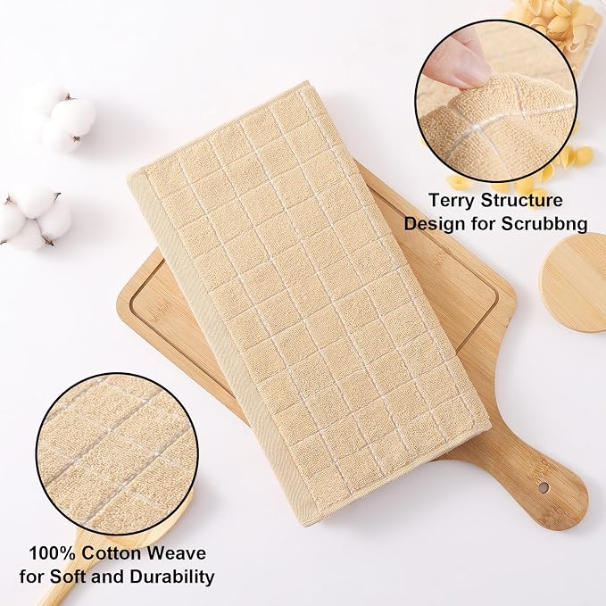 Homaxy 100% Cotton Terry Kitchen Dish Cloths, Ultra Soft and Absorbent Dish - Image 2