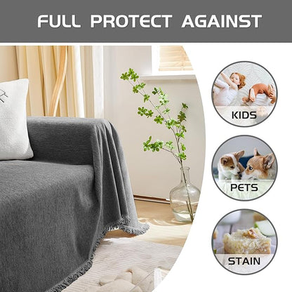 MEETSKY Sectional Couch Covers Sofa Slipcover Couch Protector Covers Universal Fit for Couch 2 Seat Thick Washable Modern Decor for Living Room, 91" x 118", Charcoal Gray