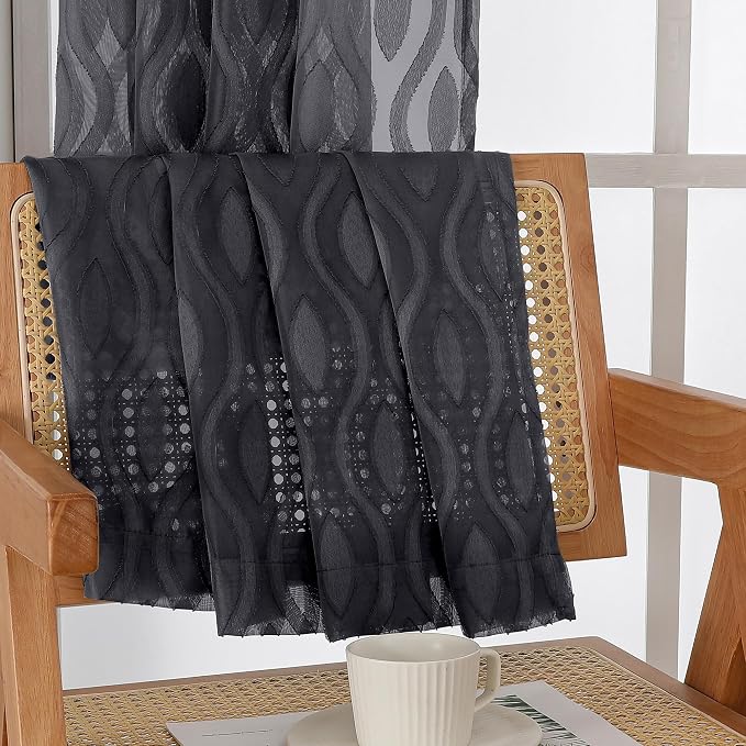 Aiyufeng Sheer Curtains 54 Inch Length 2 Panels, Soft Lightweight Clip Jacquard - Image 9