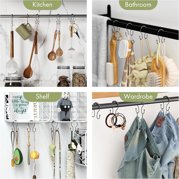 AmazerBath Shower Curtain Hooks, Shower Curtain Rings, Metal Bronze Shower - Image 8
