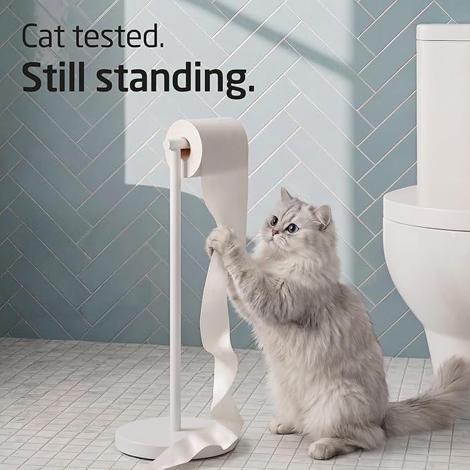 KES White Toilet Paper Holder Stand - Image 2
