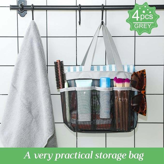 Hillban 4 Pcs Mesh Shower Caddy Portable Large Quick Dry Shower Caddy Basket - Image 7