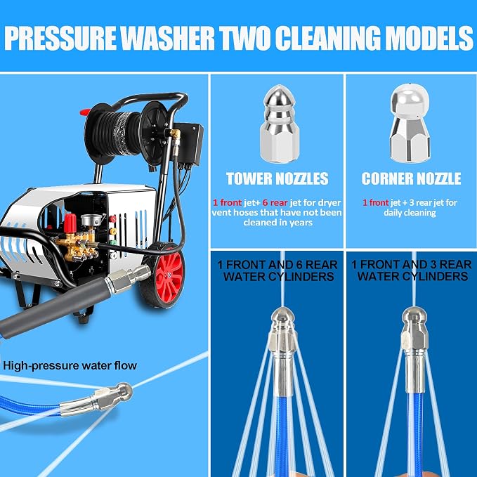 Dryer Vent Cleaner Kit - 32ft Pressure Hose + 1/4 Air Quick Connect + 2 Jetter - Image 8