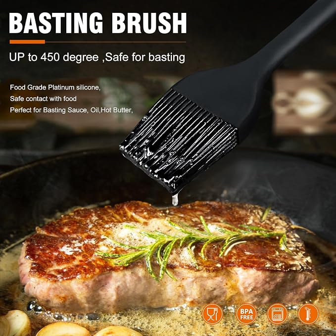 Walfos Silicone Basting Pastry Brush, Heat Resistant Small Basting Brush Set - Image 4