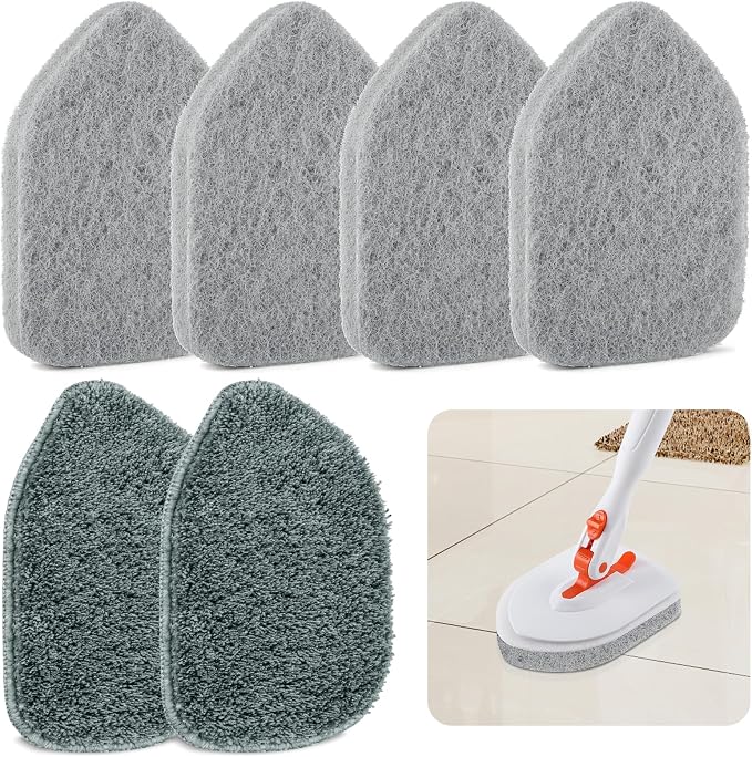 Scouring Pads Microfiber Cloth Refills 6 Pack, Fit Tub Tile Scrubber Brush by wlich