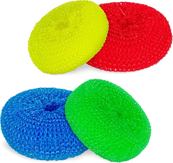 DecorRack 12 Mesh Scourers, Premium Non-Scratch Plastic Scourers, Stain - Image 3