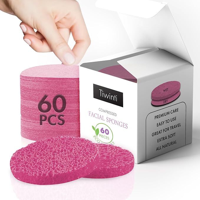 60 Count Compressed Facial Sponges by OEGlobal