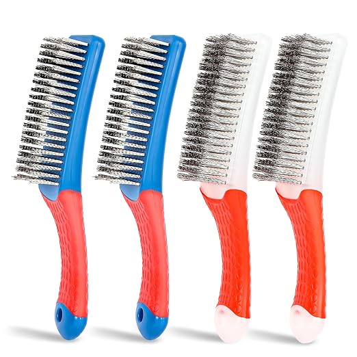 4 Pack Wire Brush for Rust Removal & Paint Removal, Heavy Duty Stainless Steel by Unknown