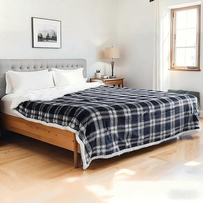 Electric Heated Blanket 50"x60" Throw Size, Flannel, Machine Washable 4 Heat Settings & 10 Hours Auto Off - Geometry Lattice