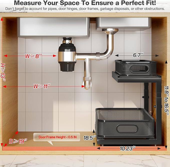 2-Pack 18.5 IN Depth Under Sink Organizer - Image 2