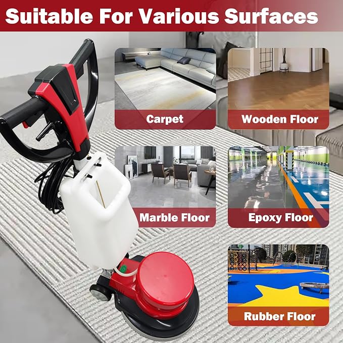 TECHTONGDA Floor Polisher & Buffer Commercial Floor Buffer Scrubber 17" Carpet - Image 5