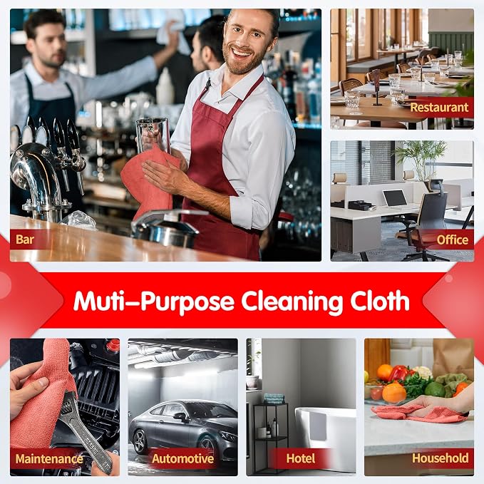FIXSMITH Red Microfiber Cleaning Cloth -Pack of 8, Highly Absorbent Cleaning - Image 7